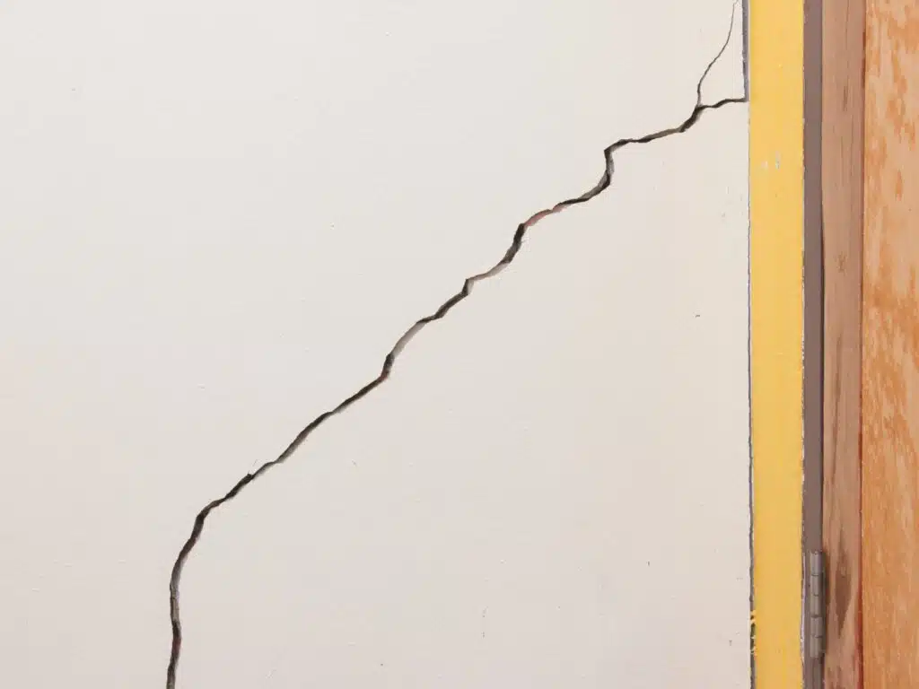 grieta grande en pared de vivienda nueva