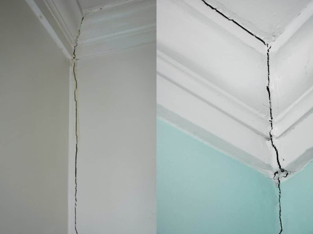 grietas en esquinas de paredes