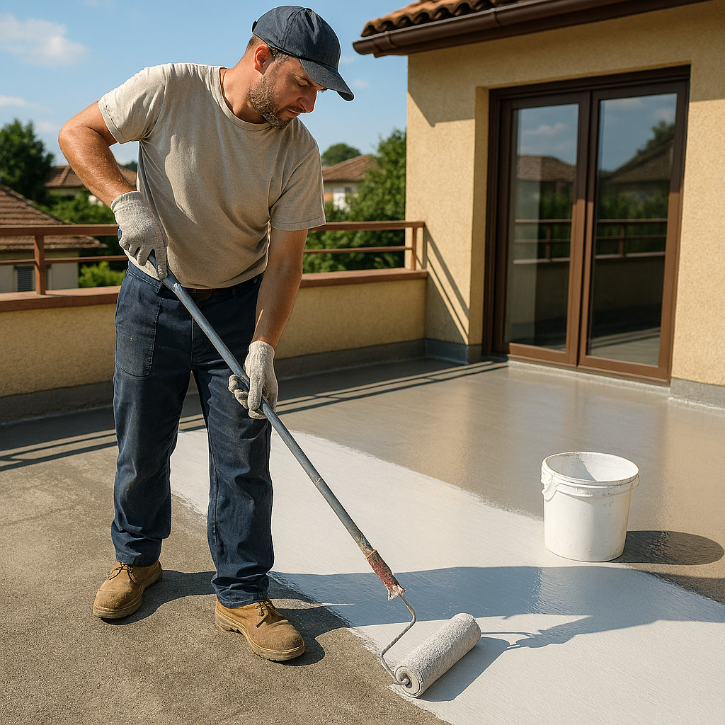 solución de filtración de agua en terraza con impermeabilización